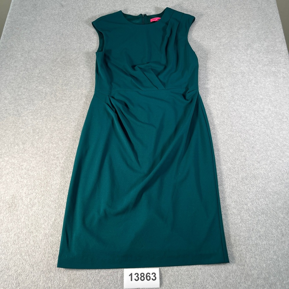 Betsey Johnson Sheath Dress Women 12 Green Good Pleated Sleeveless Draped 4H104